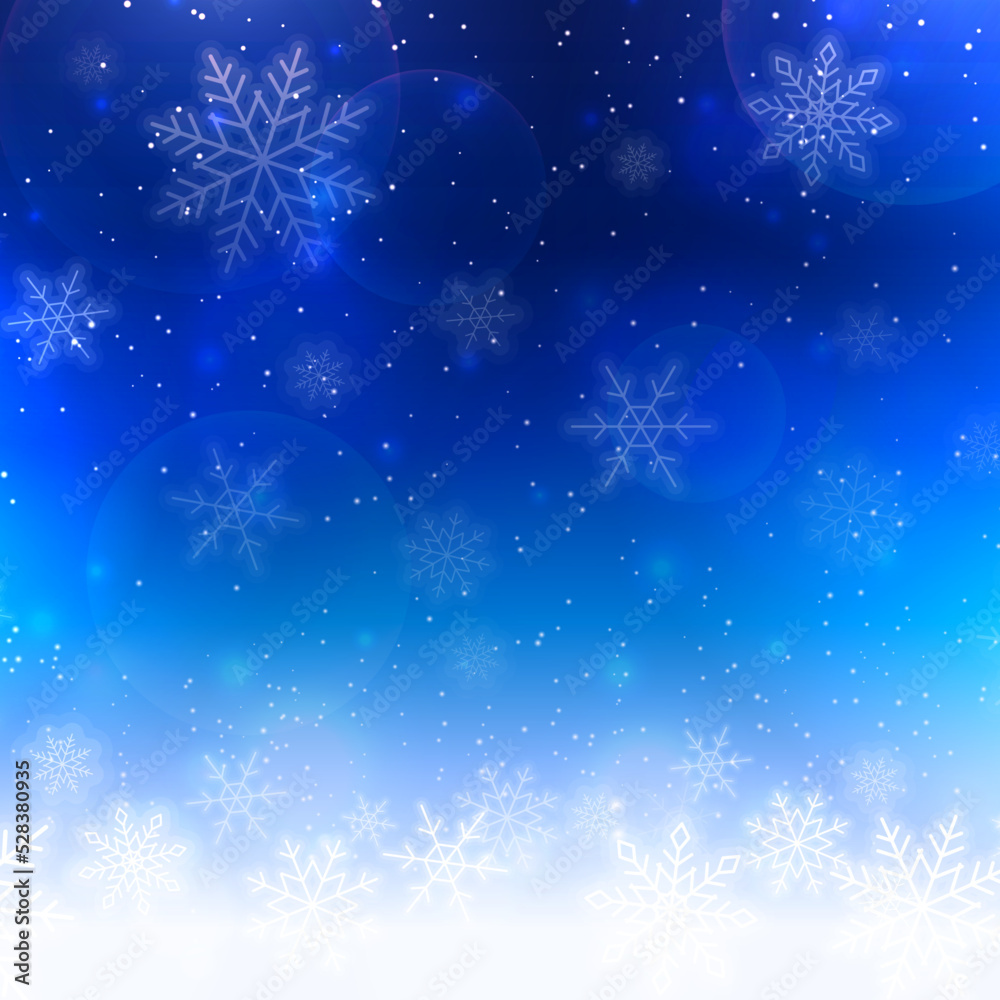 雪の結晶が降る冬の夜空のベクターイラスト背景(xmas,snowflake,snowcrystal,holiday,art)