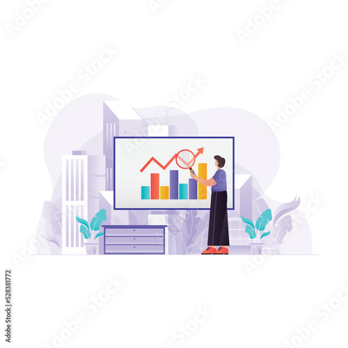 employee doing Marketing research Illustration Concept