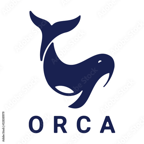 Modern jumping orca killer whale logo vector on white background