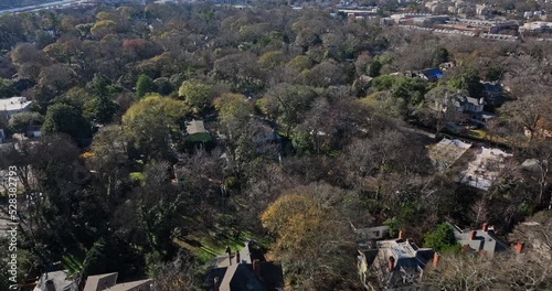 Atlanta Aerial v784 establishing shot birds eye view flyover inman park neighborhood, tilt up reveals urban downtown cityscape along the skyline at daytime - Shot with Mavic 3 Cine - December 2021 photo