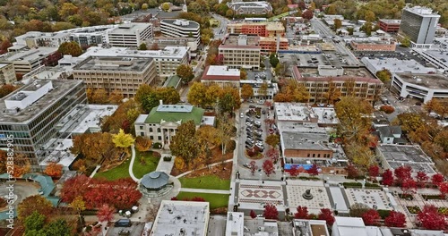 Atlanta Aerial v746 birds eye view drone flyover decatur downtown area capturing historic neighborhood with tree-lined streets during beautiful autumn season - Shot with Mavic 3 Cine - November 2021 photo