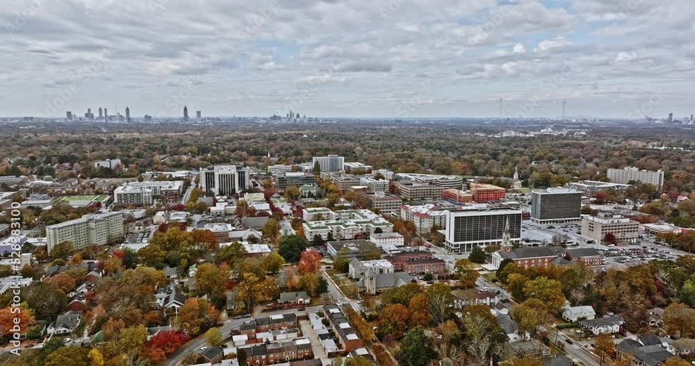 Atlanta Aerial v744 low flyover decatur neighborhood with tree-lined ...