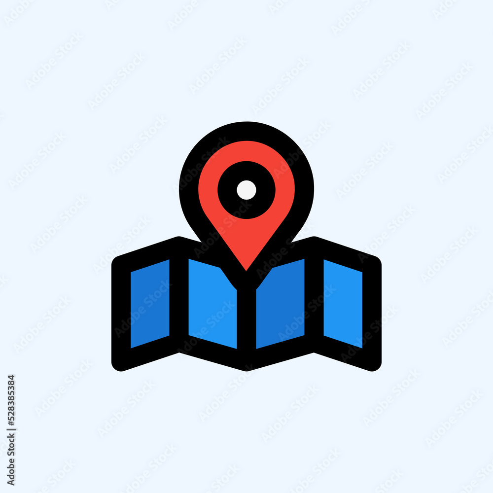 Maps and location icon in filled line style about user interface, use for website mobile app presentation Maps and location icon in filled line style about user interface, use for website mobile app presentation