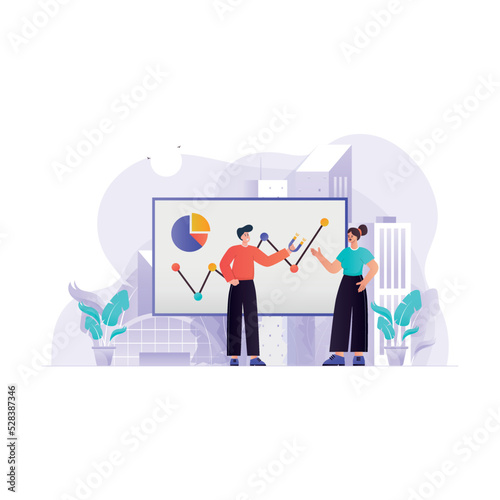 Customer oriented marketing illustration for landing page