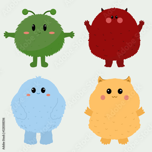 set of funny cartoon monsters