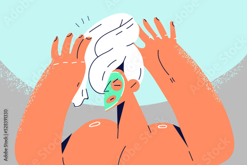 Happy woman having spa procedures at home 