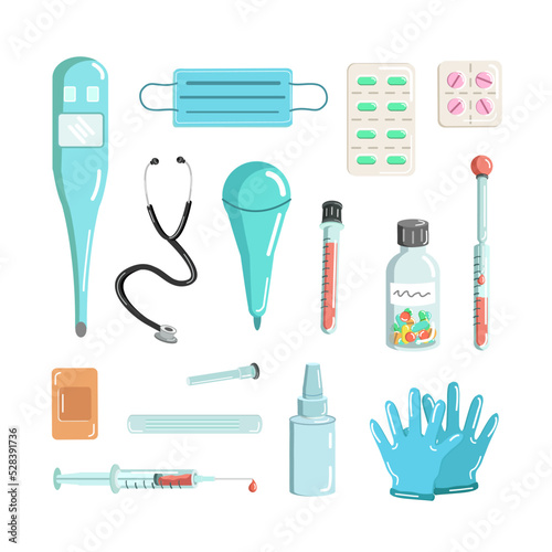 Medical object illustration collection for medical theme