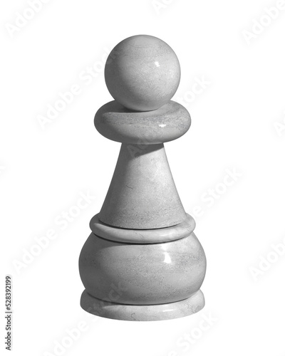 Silver Ceramic Chess Pawn 3D Render