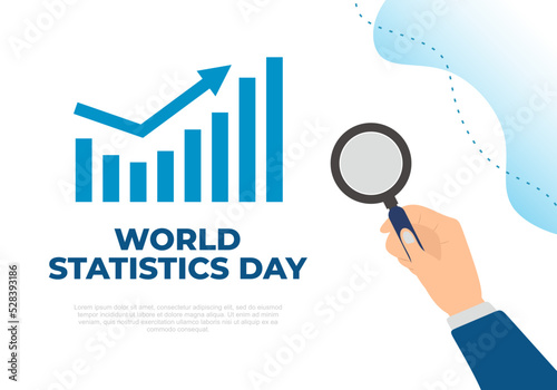 World statistics day background with magnifier and graphics on october 20th.