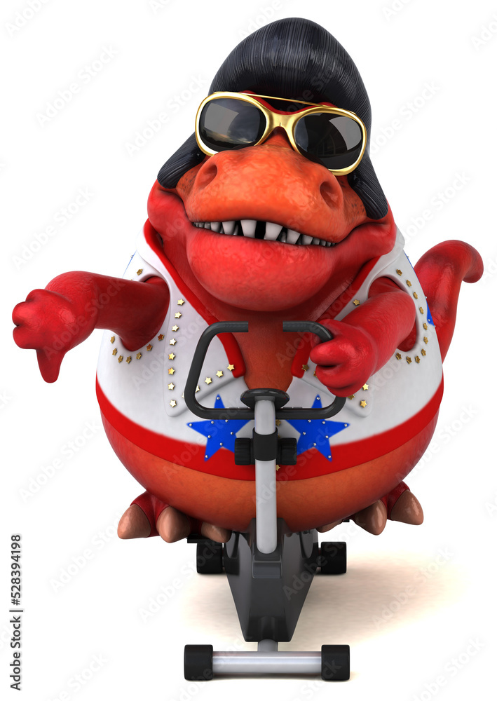 Fun 3D cartoon illustration of a Trex rocker Fun 3D cartoon illustration of a Trex rocker