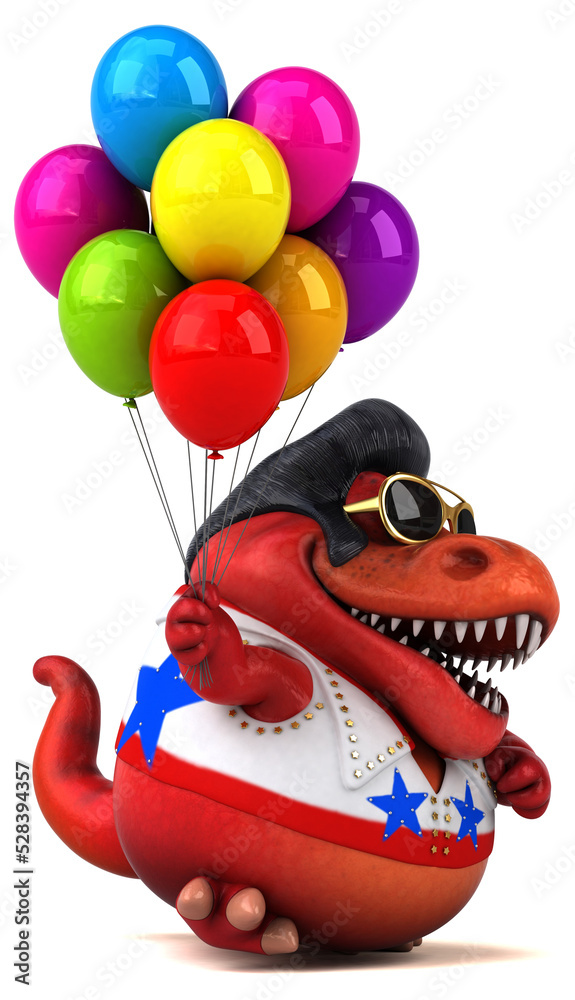 Fun 3D cartoon illustration of a Trex rocker Fun 3D cartoon illustration of a Trex rocker