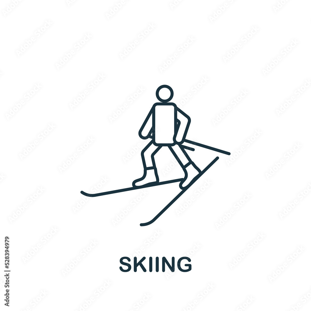 Skiing icon. Line simple icon for templates, web design and infographics