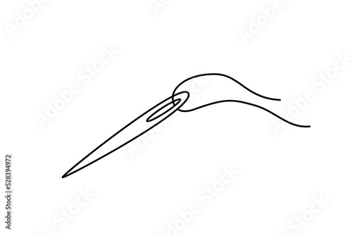 Doodle needle with thread. Handicraft accessories. vector fat cartoon illustration, clipart.