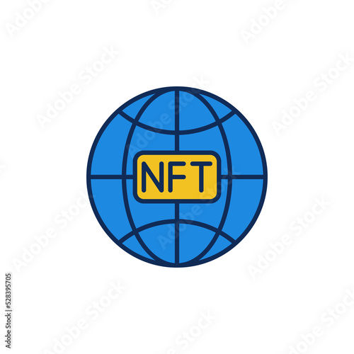 World Globe with NFT Technology vector concept colored icon