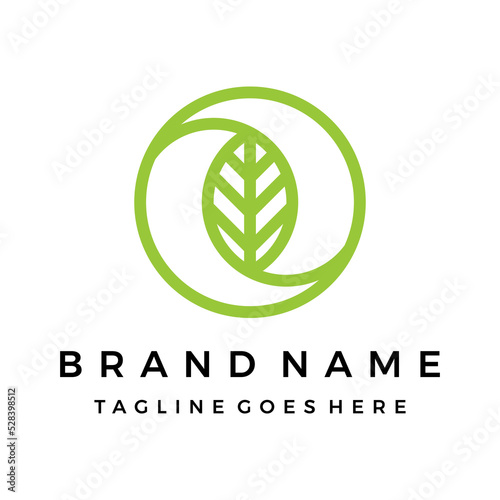 Organic tropical leaf logo design vector