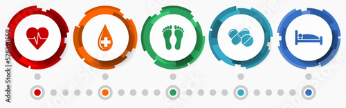 Hospital concept vector icon set, medicine flat design web buttons, infographic template