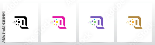Rounded Squares And Negative Space Letter Logo Design Q