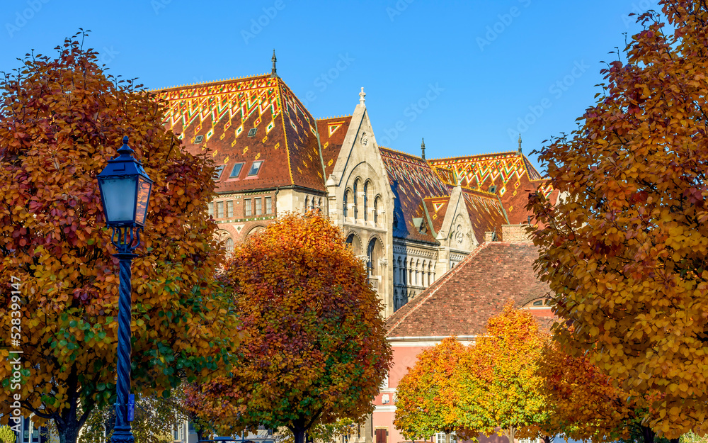 National Archives of Hungary building in autumn, Budapest