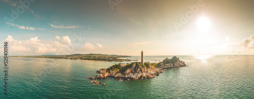 Panaroma of Ke Ga beach at Mui Ne, Phan Thiet, Binh Thuan, Vietnam. Ke Ga Cape or lighthouse is the most favourite destination for visitors to La Gi, Binh Thuan Province. Travel concept.