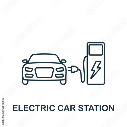 Electric Car Station icon. Line simple line Car Service icon for templates, web design and infographics