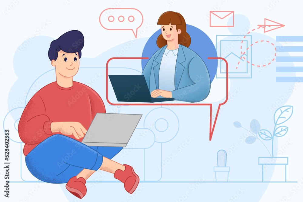 digital communication flat design character illustration digital communication flat design character illustration