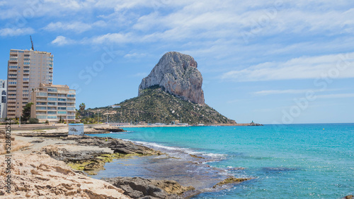 Nice view of the Penon de Ifach and mediterranean sea from Calpe, Valencian Community, Spain.