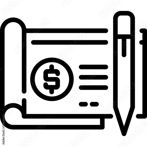 Bank Cheque Payment icon. Outline design. For presentation.