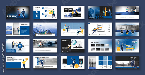 Business presentation, powerpoint, launch of a new business project. Infographic design template, multicolored elements, blue background, set. A team of people creates a business, teamwork. Mobile app