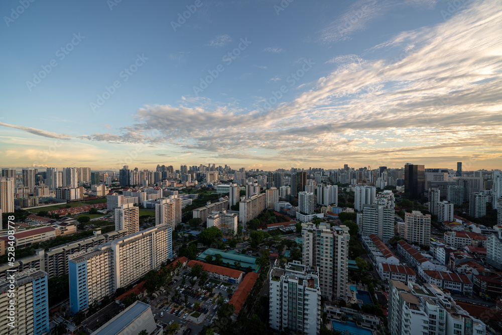 Cityview of Singapore central and residencial area at daytime. 