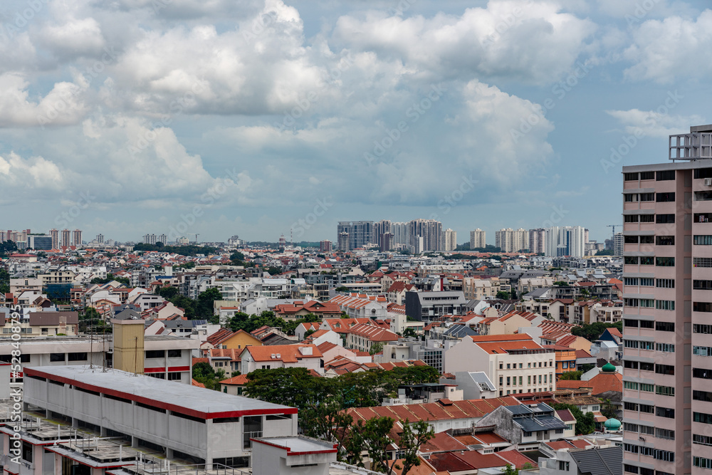 Cityview of Singapore central and residencial area at daytime. 