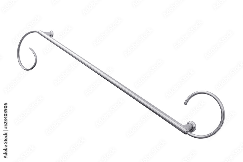 Stainless steel handrails stairs for wall mounting isolated on white background.