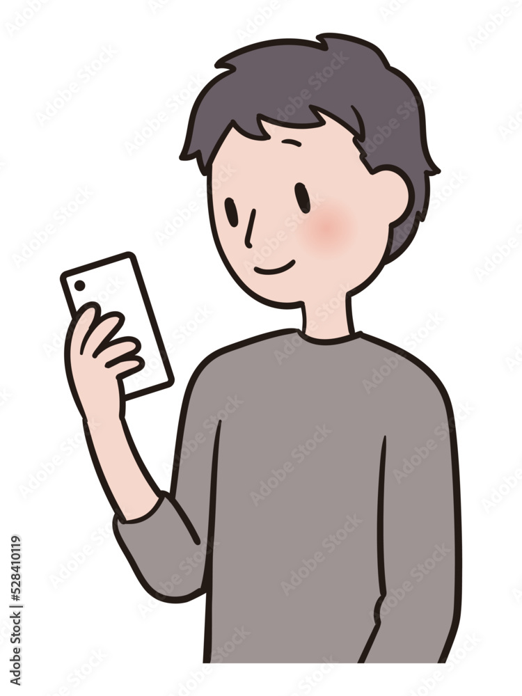 スマートフォンを操作する男性 スマートフォンを操作する男性