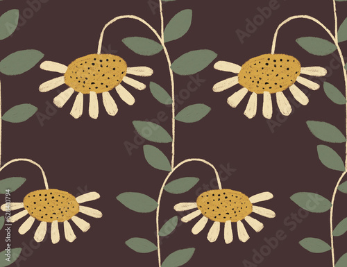 Ornament mit Blüten für Packpapier oder Tapete. Nahtloses Motive. Vintage-Muster. Bunter Rapport. 