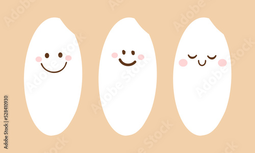 Rice seed cartoons on gold background vector illustration.