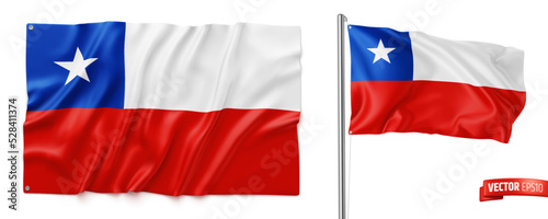 Photo Vector realistic illustration of Chilean flags on a white background