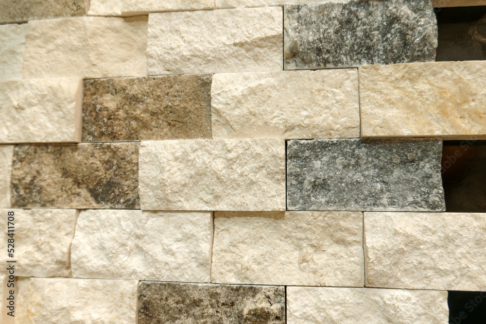 Obraz premium Stone wall flooring ceramic tile, faience patterns, texture, background.