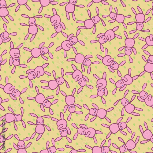 Bunny Rabbit Dots Seamless Pattern