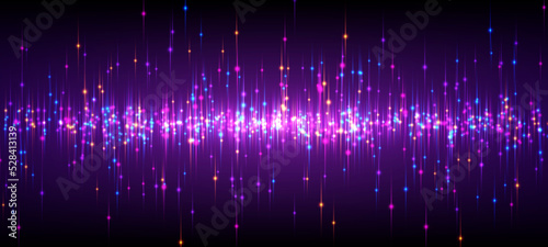 Abstract futuristic glowing particles with luminous rays. Artificial Intelligence or big data futuristic concept. Network concept technology background. Vector illustration