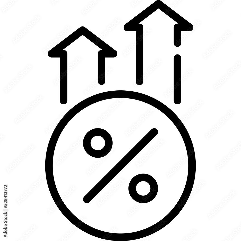 Increase rate icon. Outline design. For presentation. Increase rate icon. Outline design. For presentation.