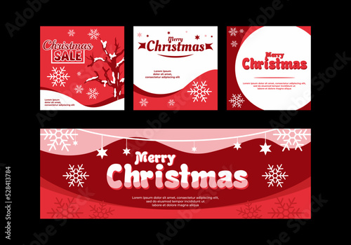 Christmas social media banner and ads design in red color