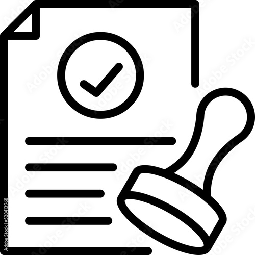 Approved icon. Outline design. For presentation.