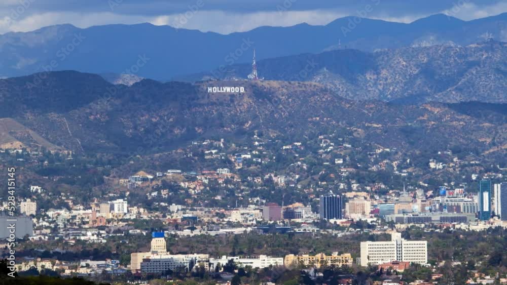 Lockdown Time Lapse Shot Of Mountain Ranges By City On Sunny Day - Los Angeles, California Lockdown Time Lapse Shot Of Mountain Ranges By City On Sunny Day - Los Angeles, California