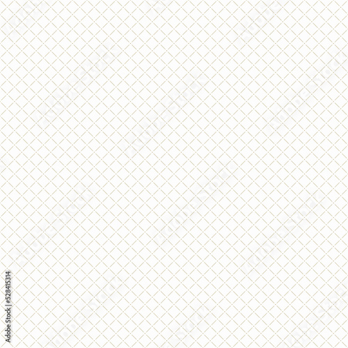 Seamless pattern of diagonal square grid. Delicate golden lattice, or diamond pattern on white background.