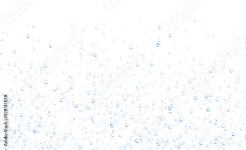 Underwater fizzing bubbles, soda or champagne carbonated drink, sparkling water isolated on white background. Effervescent drink. Aquarium, sea, ocean bubbles vector illustration.