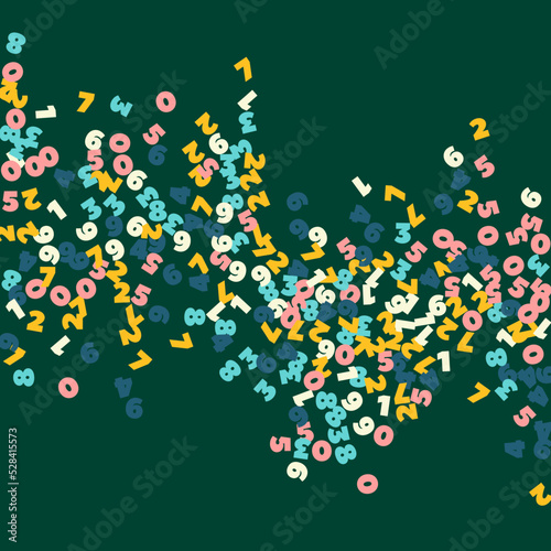 Falling pastel numbers. Math study concept with flying digits. Ravishing back to school mathematics banner on blackboard background. Falling numbers vector illustration.
