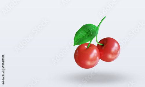 3d Fruits Cherry rendering top view