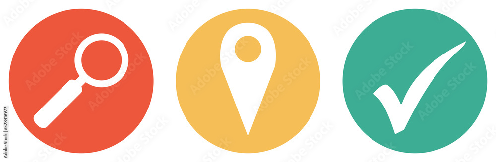 Position, Standort oder Adresse suchen - Bunter Button Banner Position, Standort oder Adresse suchen - Bunter Button Banner