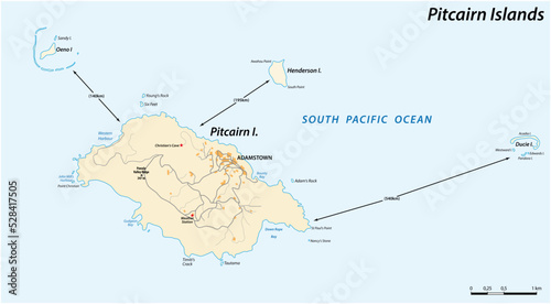 vector map of the british overseas territory Pitcairn Islands