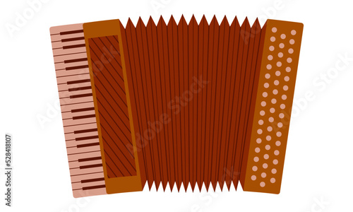 Piano accordion isolated on a white background. Musical instrument, hand harmonica. Flat style. Vector.