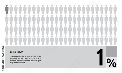 1 percent people population demography, diagram, infographics concept, element design. Vector illustration